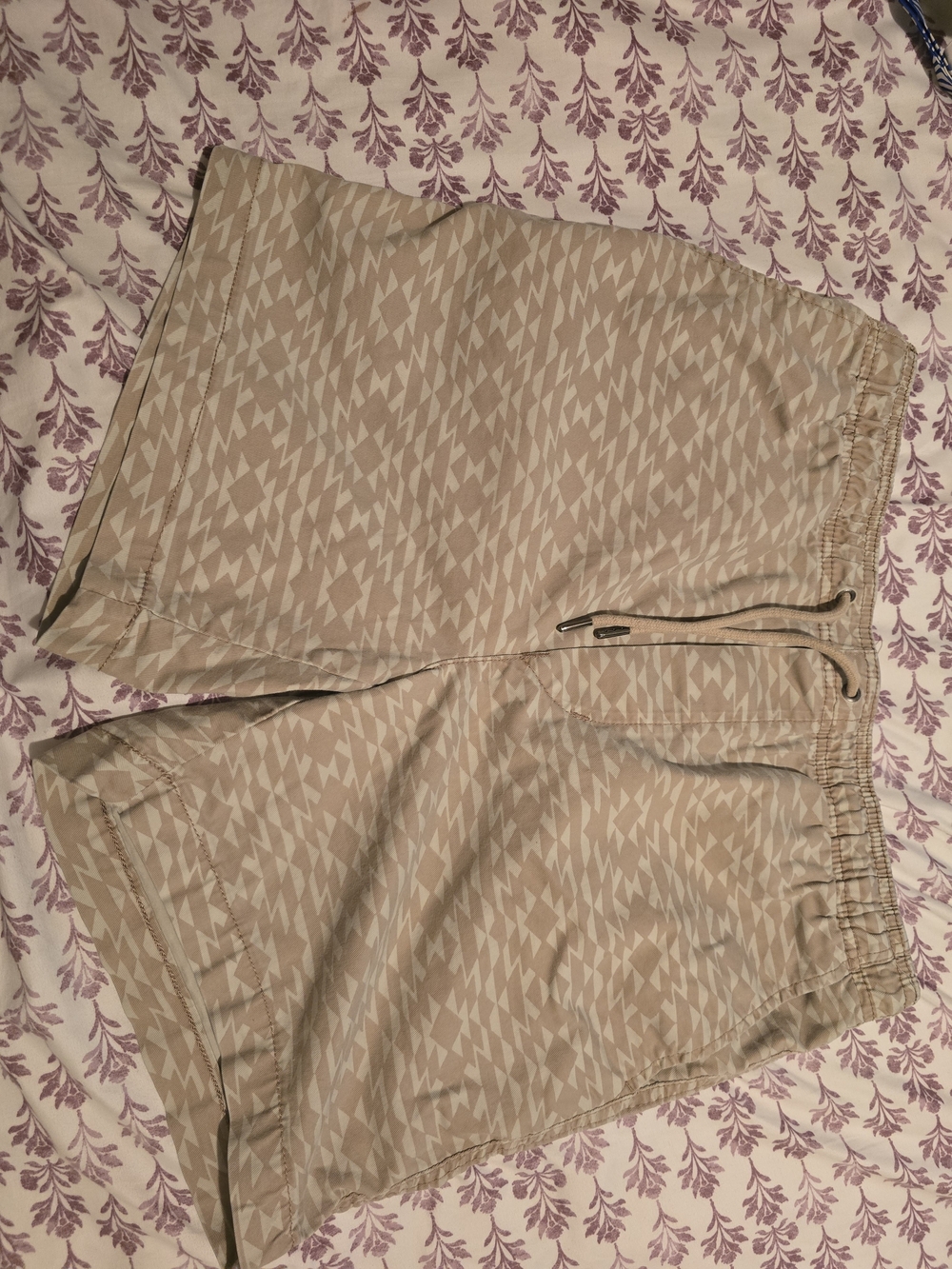 American Eagle Outfitters Geometric High Waist Shorts Brown & Cream